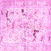Square Machine Washable Persian Pink Traditional Rug, wshtr3536pnk