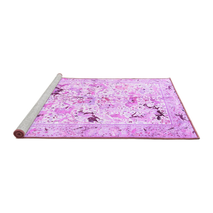 Sideview of Machine Washable Persian Purple Traditional Area Rugs, wshtr3536pur