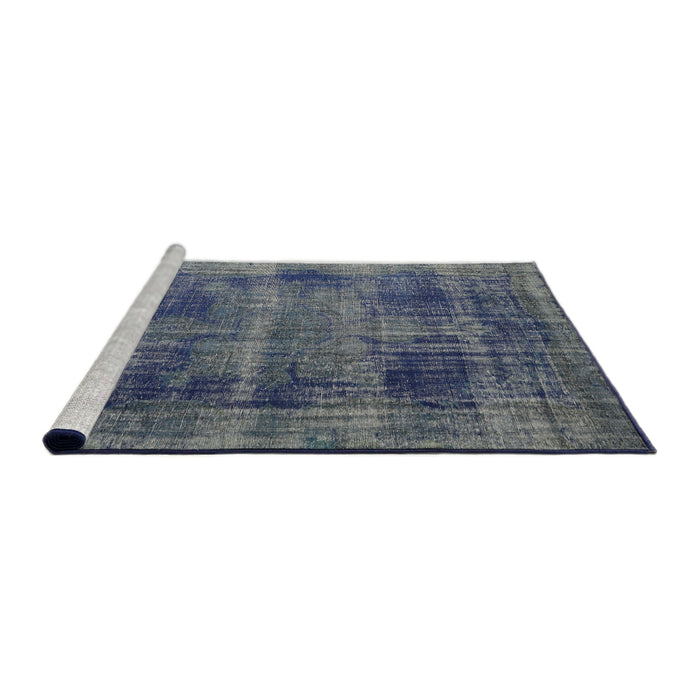 Sideview of Machine Washable Traditional Blue Rug, wshtr3537