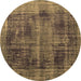 Round Persian Brown Bohemian Rug, tr3537brn