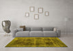 Machine Washable Persian Yellow Bohemian Rug in a Living Room, wshtr3537yw