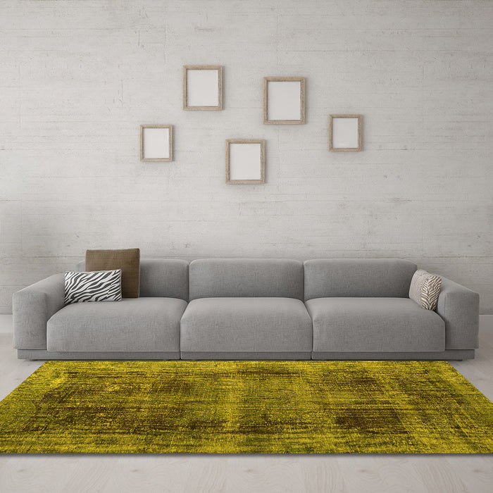 Machine Washable Persian Yellow Bohemian Rug in a Living Room, wshtr3537yw