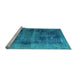 Sideview of Machine Washable Persian Light Blue Bohemian Rug, wshtr3537lblu