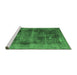 Sideview of Machine Washable Persian Emerald Green Bohemian Area Rugs, wshtr3537emgrn