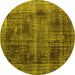 Round Persian Yellow Bohemian Rug, tr3537yw