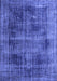 Machine Washable Persian Blue Bohemian Rug, wshtr3537blu