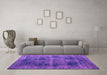 Machine Washable Persian Purple Bohemian Area Rugs in a Living Room, wshtr3537pur