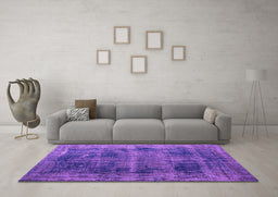 Machine Washable Persian Purple Bohemian Area Rugs in a Living Room, wshtr3537pur