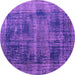 Round Machine Washable Persian Purple Bohemian Area Rugs, wshtr3537pur