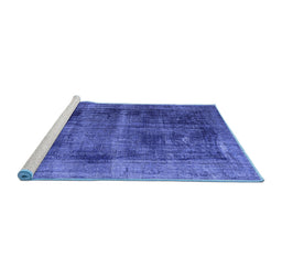 Sideview of Machine Washable Persian Blue Bohemian Rug, wshtr3537blu