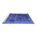 Sideview of Machine Washable Persian Blue Bohemian Rug, wshtr3537blu