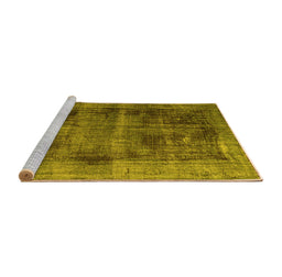 Sideview of Machine Washable Persian Yellow Bohemian Rug, wshtr3537yw