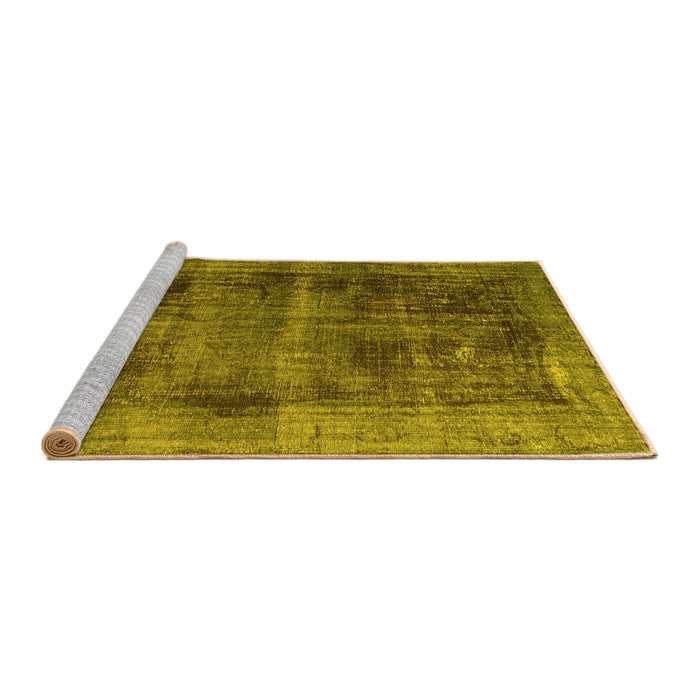 Sideview of Machine Washable Persian Yellow Bohemian Rug, wshtr3537yw