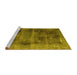 Sideview of Machine Washable Persian Yellow Bohemian Rug, wshtr3537yw