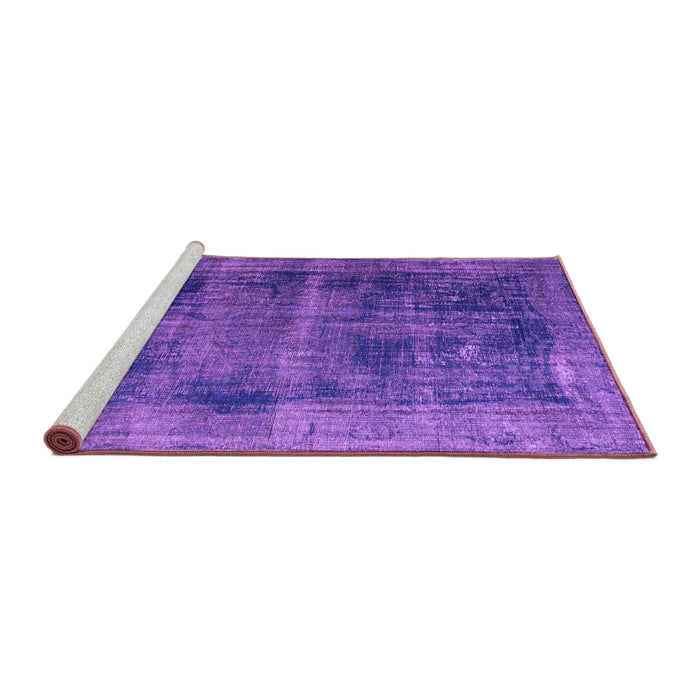 Sideview of Machine Washable Persian Purple Bohemian Area Rugs, wshtr3537pur