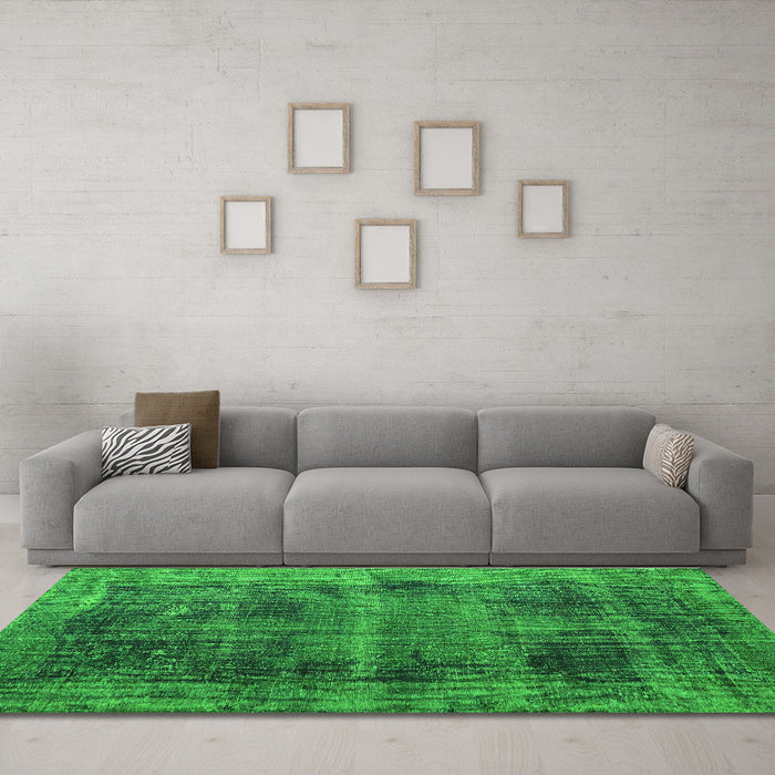 Machine Washable Persian Green Bohemian Area Rugs in a Living Room,, wshtr3537grn