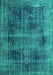 Machine Washable Persian Turquoise Bohemian Area Rugs, wshtr3537turq