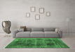 Machine Washable Persian Emerald Green Bohemian Area Rugs in a Living Room,, wshtr3537emgrn