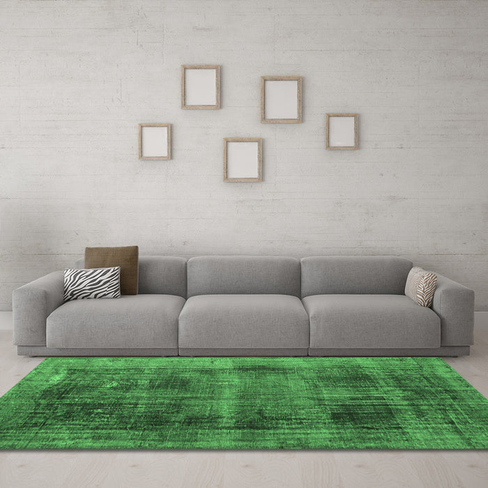 Machine Washable Persian Emerald Green Bohemian Area Rugs in a Living Room,, wshtr3537emgrn