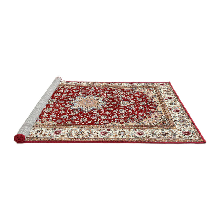 Sideview of Machine Washable Traditional Fire Brick Red Rug, wshtr3538