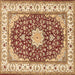 Square Machine Washable Persian Brown Traditional Rug, wshtr3538brn