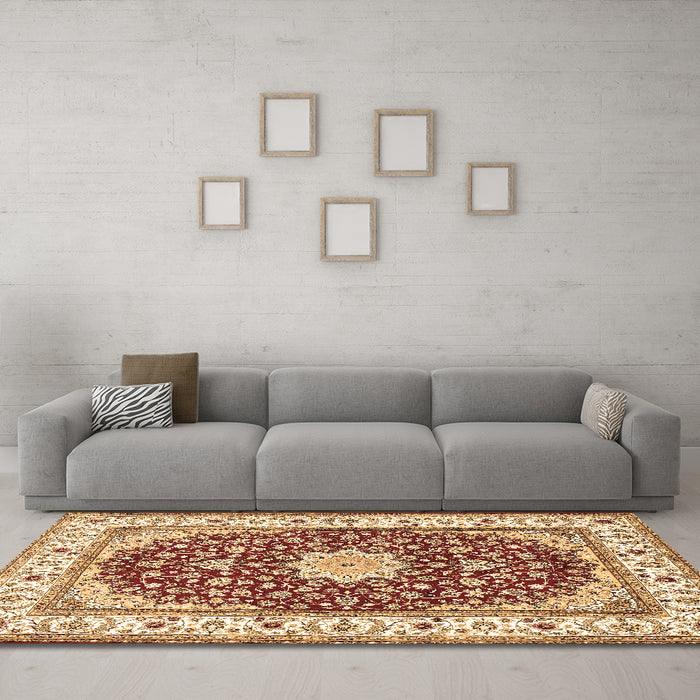Machine Washable Persian Brown Traditional Rug in a Living Room,, wshtr3538brn
