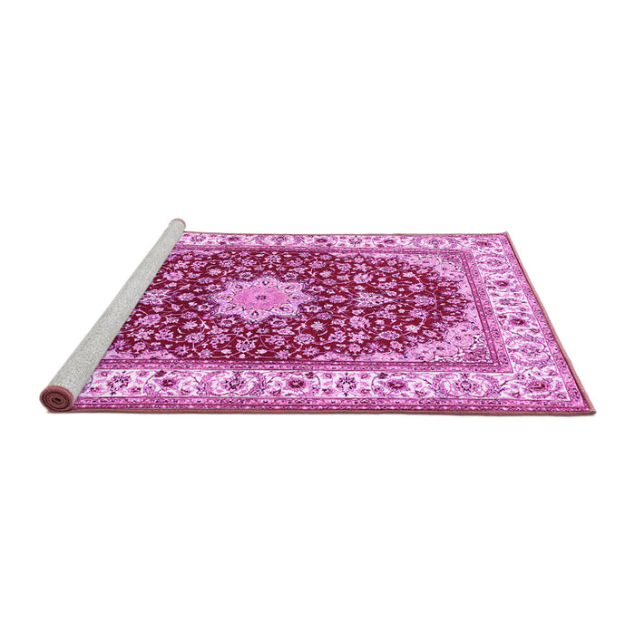 Sideview of Machine Washable Persian Pink Traditional Rug, wshtr3538pnk
