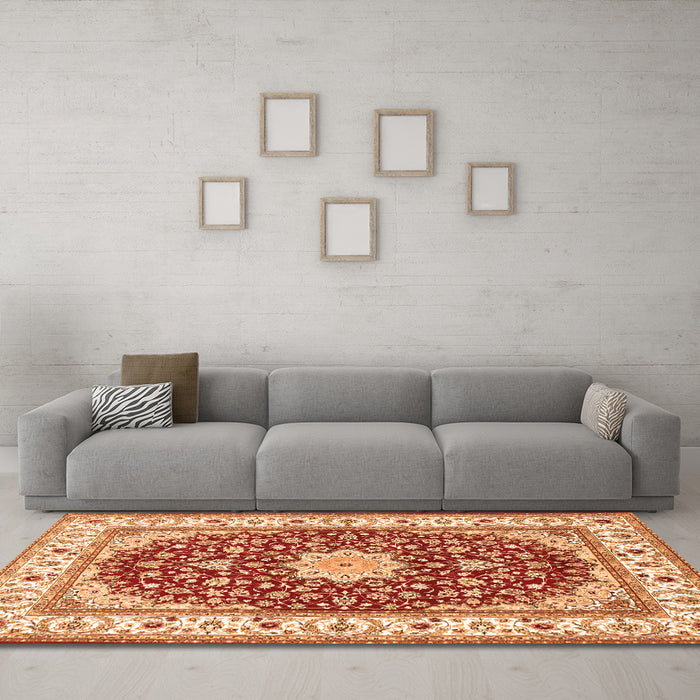 Machine Washable Persian Orange Traditional Area Rugs in a Living Room, wshtr3538org