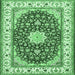 Square Machine Washable Persian Emerald Green Traditional Area Rugs, wshtr3538emgrn