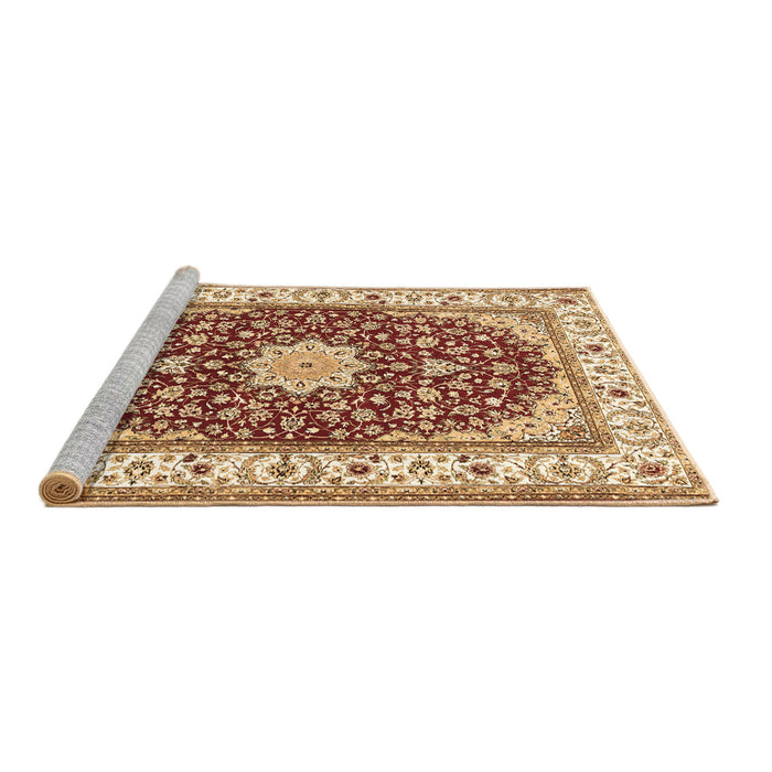 Sideview of Machine Washable Persian Brown Traditional Rug, wshtr3538brn