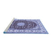 Sideview of Machine Washable Persian Blue Traditional Rug, wshtr3538blu