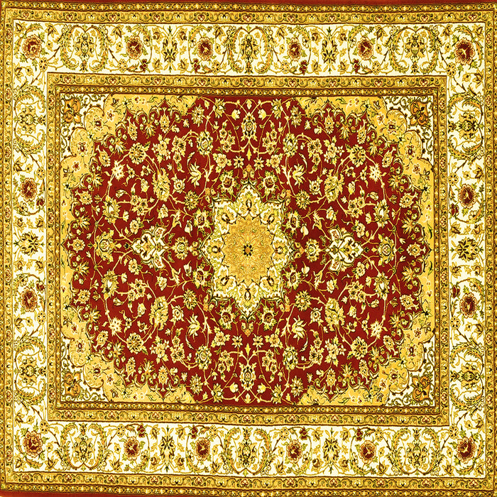 Square Persian Yellow Traditional Rug, tr3538yw
