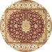 Round Machine Washable Persian Brown Traditional Rug, wshtr3538brn