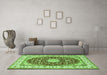 Machine Washable Persian Green Traditional Area Rugs in a Living Room,, wshtr3538grn