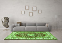 Machine Washable Persian Green Traditional Rug, wshtr3538grn