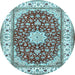 Round Persian Light Blue Traditional Rug, tr3538lblu