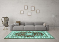 Machine Washable Persian Turquoise Traditional Rug, wshtr3538turq