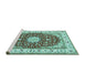 Sideview of Machine Washable Persian Turquoise Traditional Area Rugs, wshtr3538turq