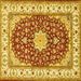 Square Machine Washable Persian Yellow Traditional Rug, wshtr3538yw