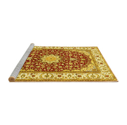 Sideview of Machine Washable Persian Yellow Traditional Rug, wshtr3538yw