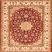 Round Machine Washable Persian Orange Traditional Area Rugs, wshtr3538org