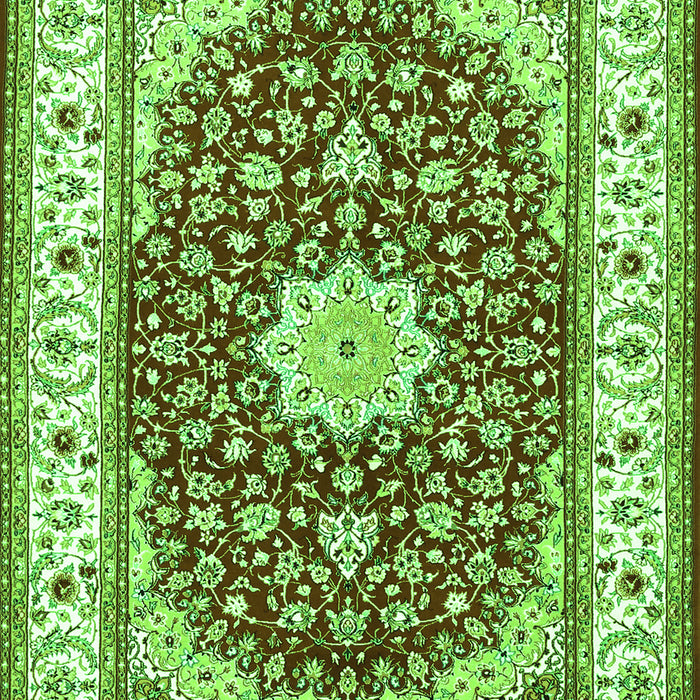 Serging Thickness of Machine Washable Persian Green Traditional Area Rugs, wshtr3538grn