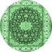 Round Persian Emerald Green Traditional Rug, tr3538emgrn