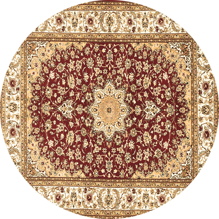 Round Persian Brown Traditional Rug, tr3538brn