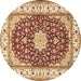 Round Persian Brown Traditional Rug, tr3538brn