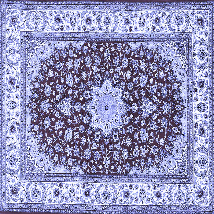 Square Machine Washable Persian Blue Traditional Rug, wshtr3538blu