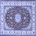 Square Machine Washable Persian Blue Traditional Rug, wshtr3538blu