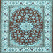 Square Machine Washable Persian Light Blue Traditional Rug, wshtr3538lblu