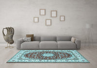 Machine Washable Persian Light Blue Traditional Rug, wshtr3538lblu