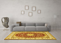 Machine Washable Persian Yellow Traditional Rug, wshtr3538yw